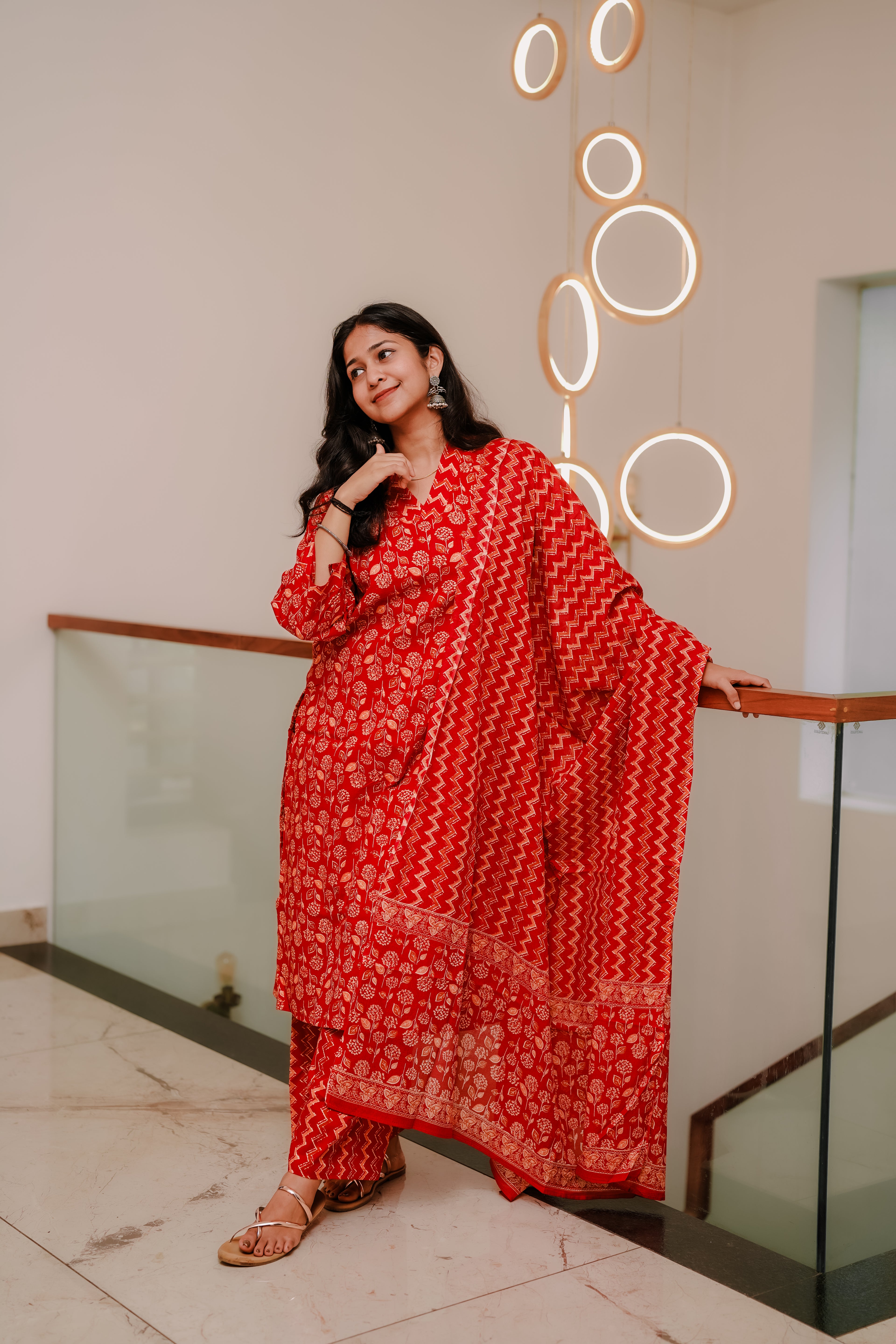 The Vermillion Vibe Kurtha Suit Set