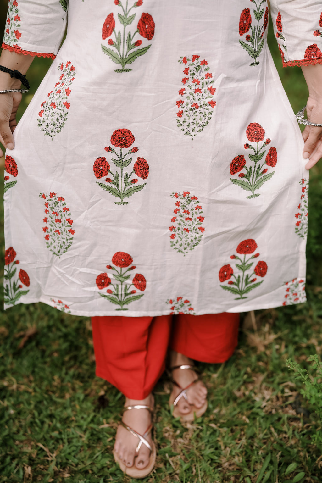 The Gulmohar V Neck Kurtha Set