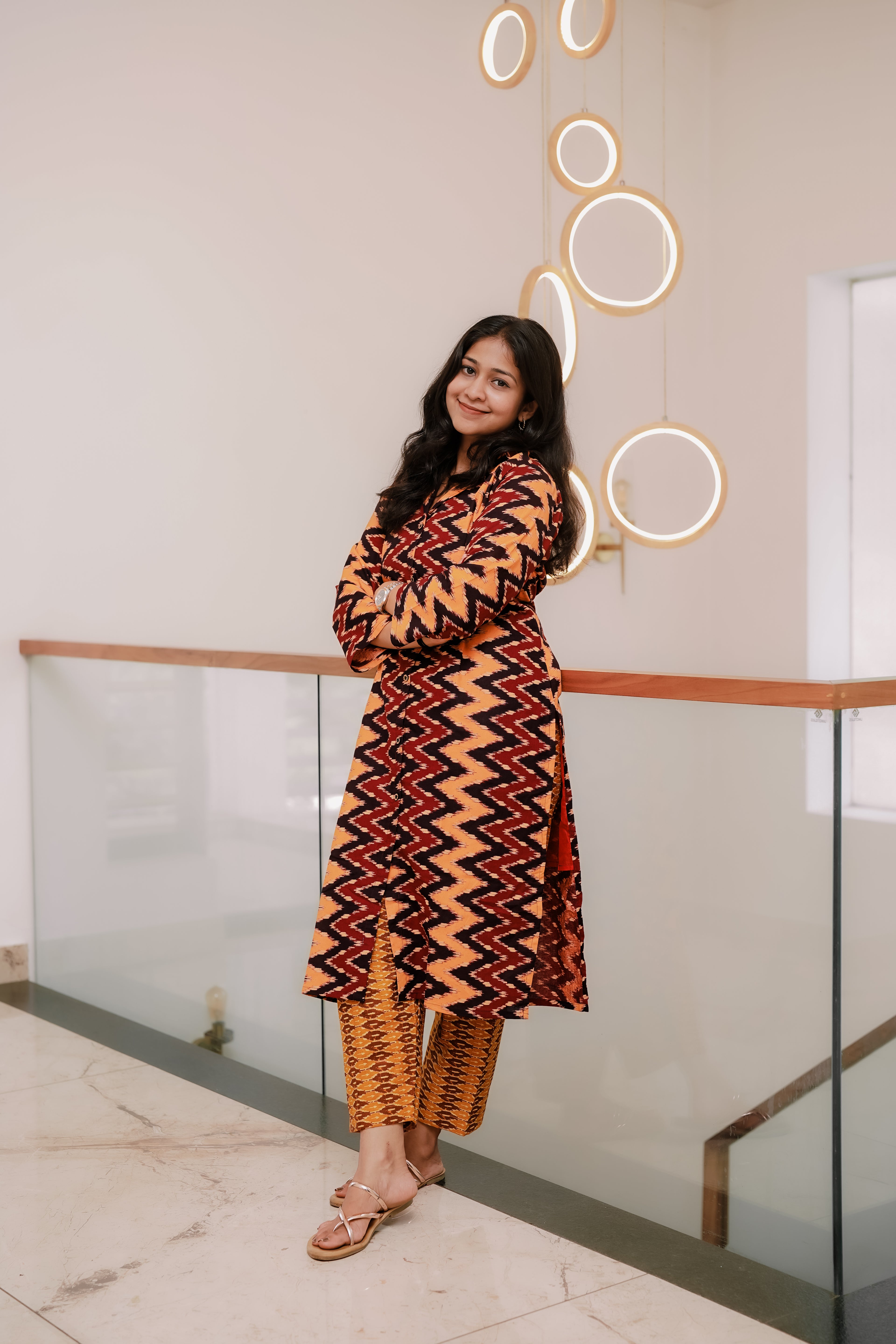 A closer look at the craft. 🔍 Notice the precision of the Ikat-inspired print and the premium button-down front. We believe that great style lies in the details. At EthnicWeave, we bring you boutique-quality designs like this for an honest price of ₹1299.
