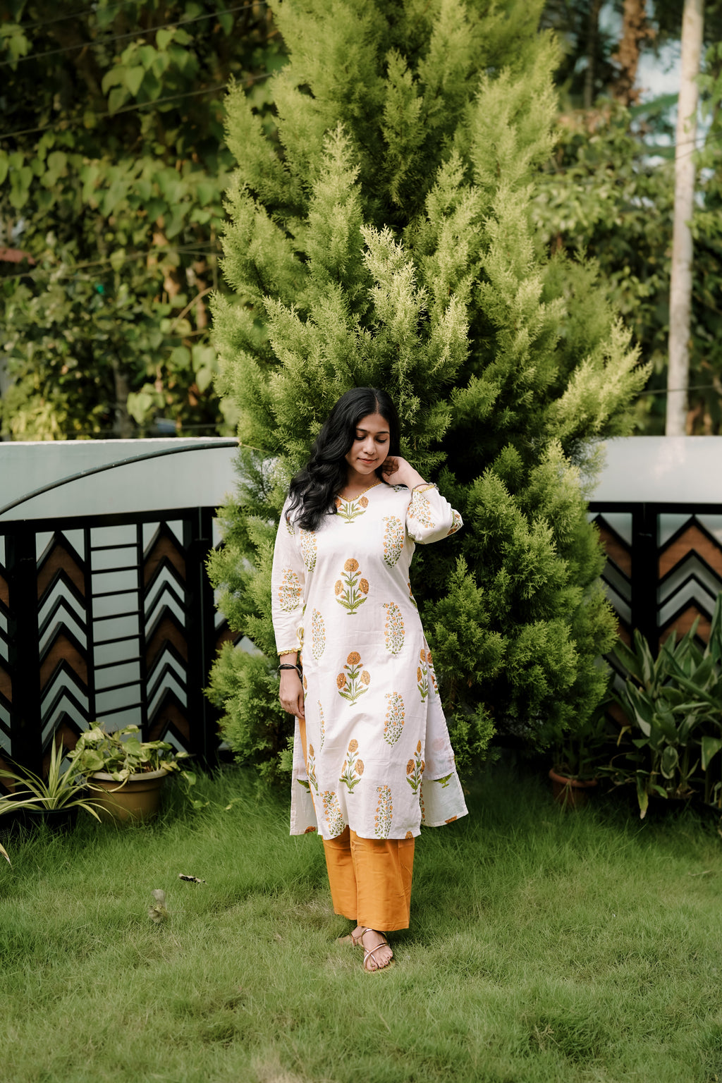 From morning meetings to evening tea, our White & Yellow Floral set keeps you breezy all day long. The straight-cut silhouette paired with these vibrant mustard pants offers a modern twist to your traditional wardrobe. At just ₹1299, looking this graceful has never been easier.